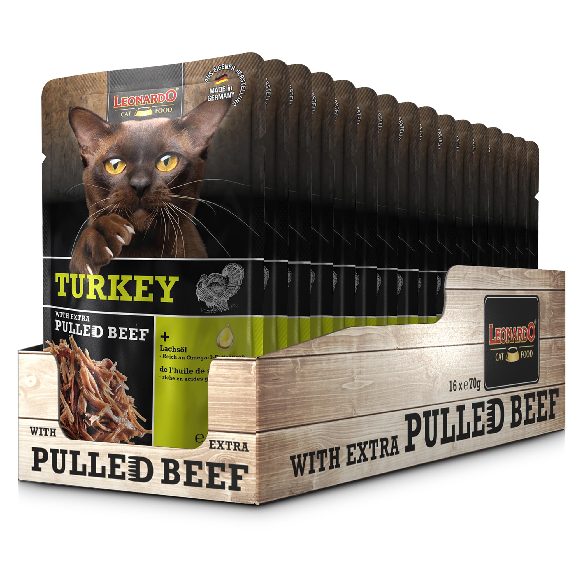 Leonardo Duck Pulled Beef Nassfutter Ente 16x70g getreidefrei