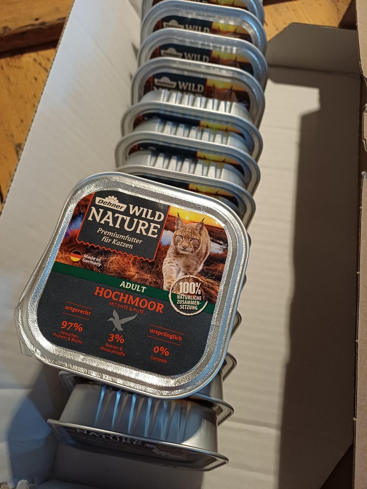 Dehner Wild Nature Hochmoor Nassfutter Ente Pute 16x100g getreidefrei