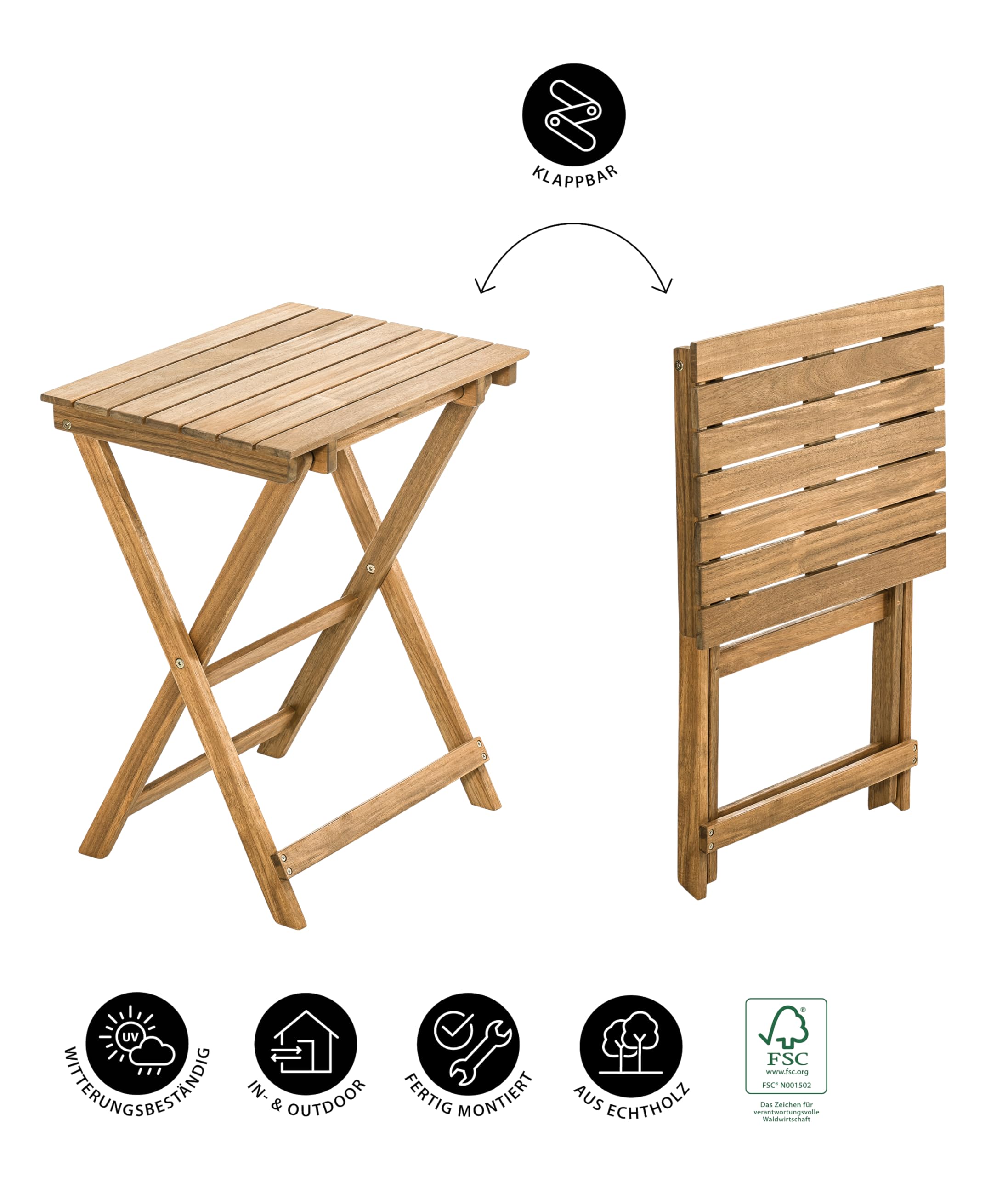Dehner Macao Klapptisch Beistelltisch 60x50x36 Akazie natur