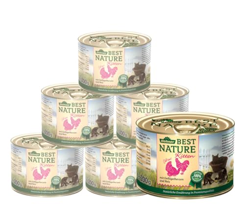 Dehner Best Nature Kitten Nassfutter Geflügelherzen 6x200g