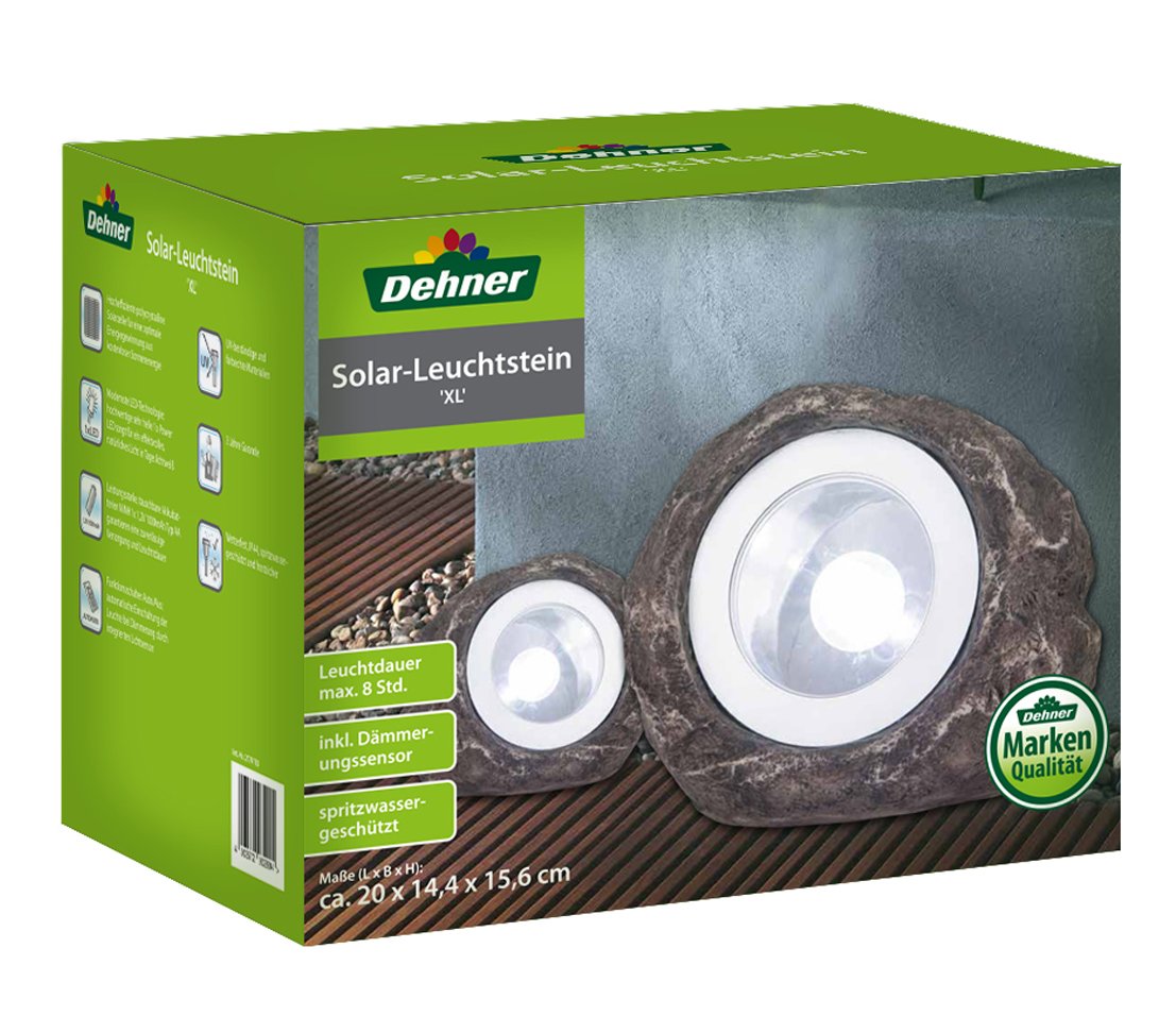 Dehner Solar Leuchtstein Polyresin 20cm wetterfest