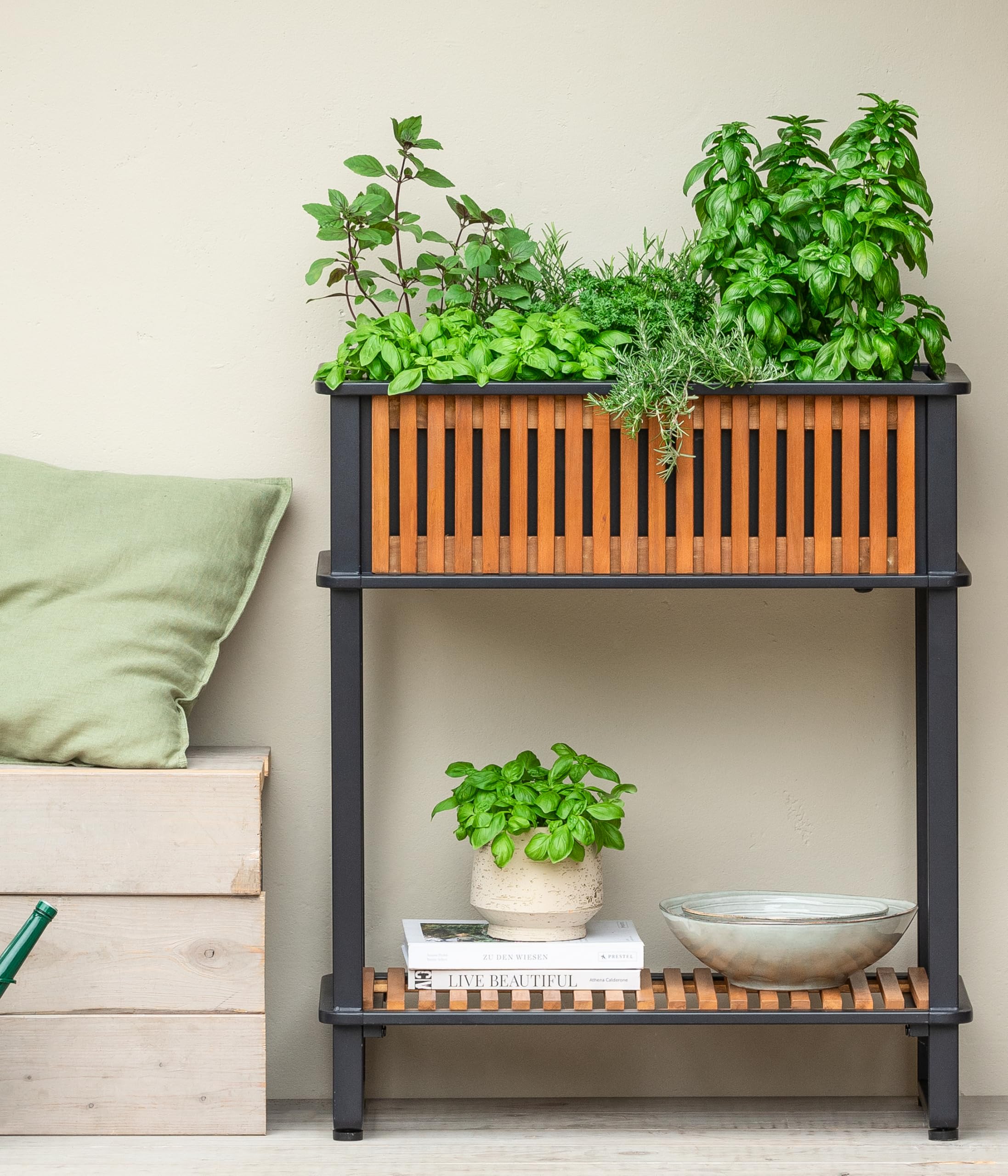 Dehner Boston Hochbeet Akazienholz schwarz-braun Balkon
