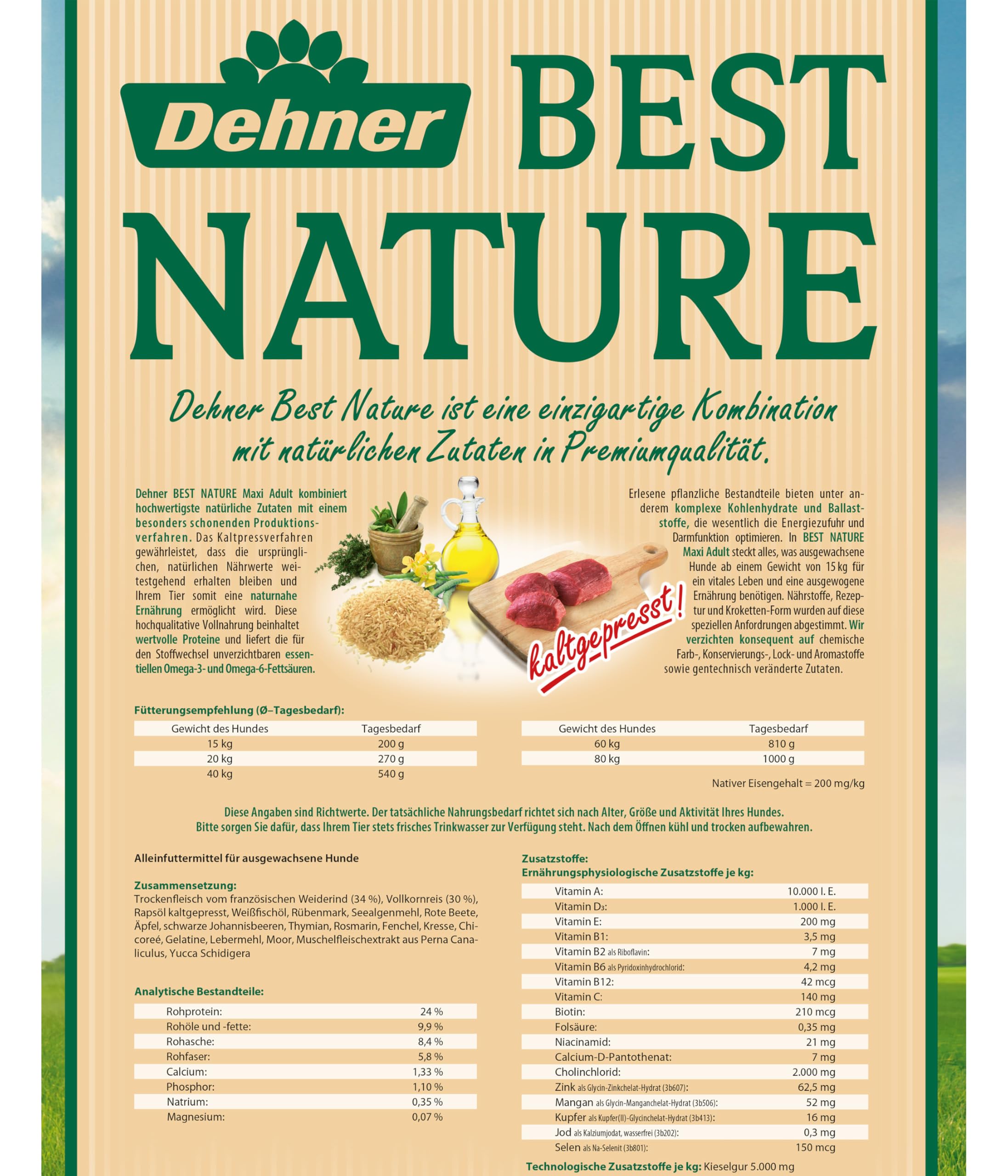 Dehner Best Nature Maxi Adult Trockenfutter Rind 5 kg kaltgepresst