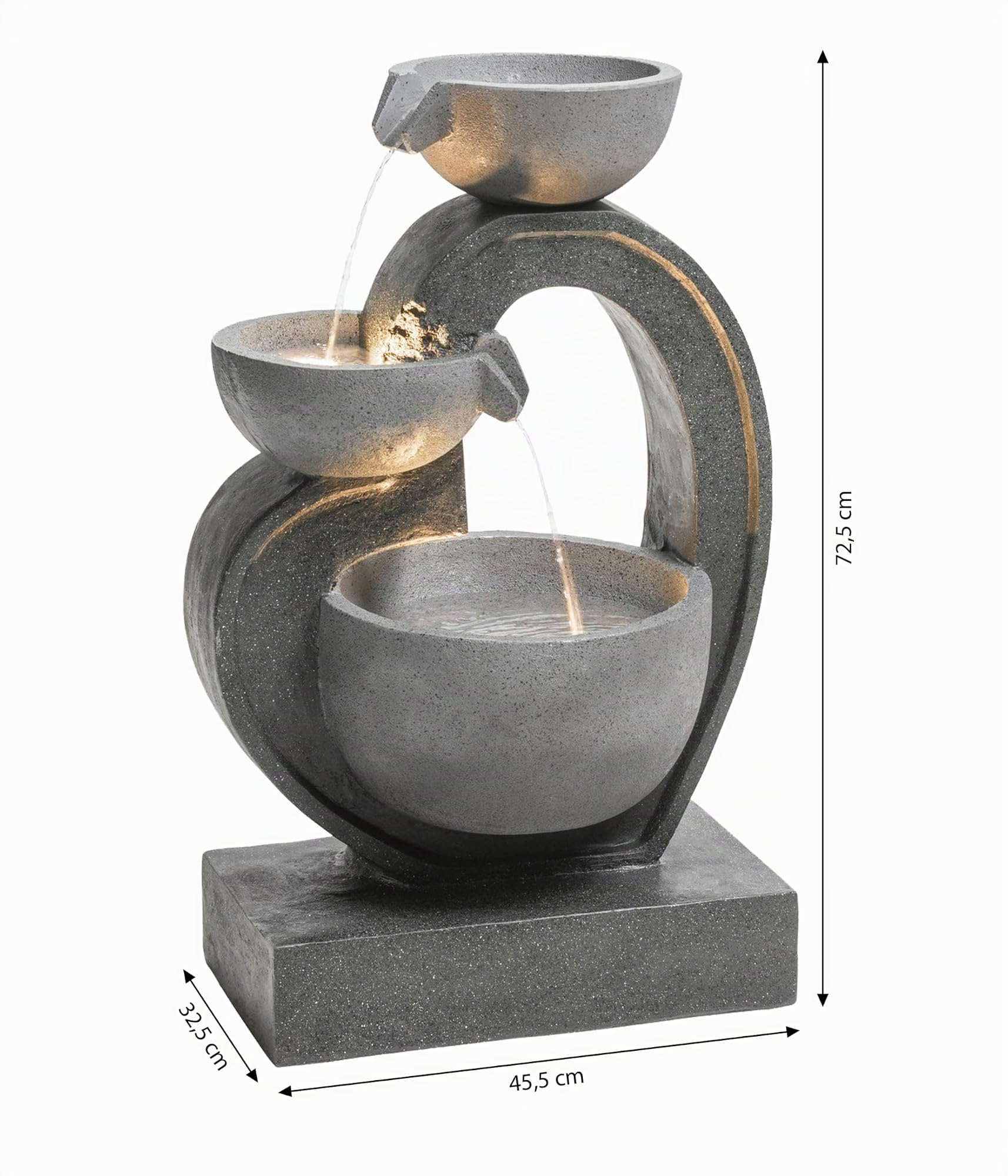 Dehner Heart Gartenbrunnen Polyresin grau 72 cm