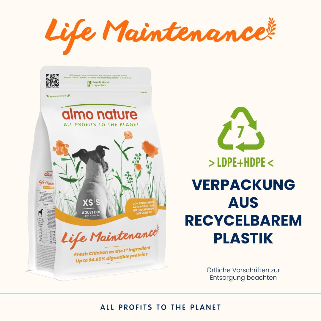 Almo Nature Life Maintenance XS-S Hundetrockenfutter 2 kg Huhn