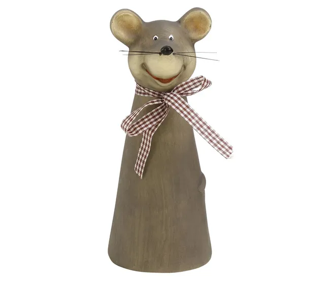 Dehner Premium Lovely Zaunfigur Maus grau 2 Stück Polyresin