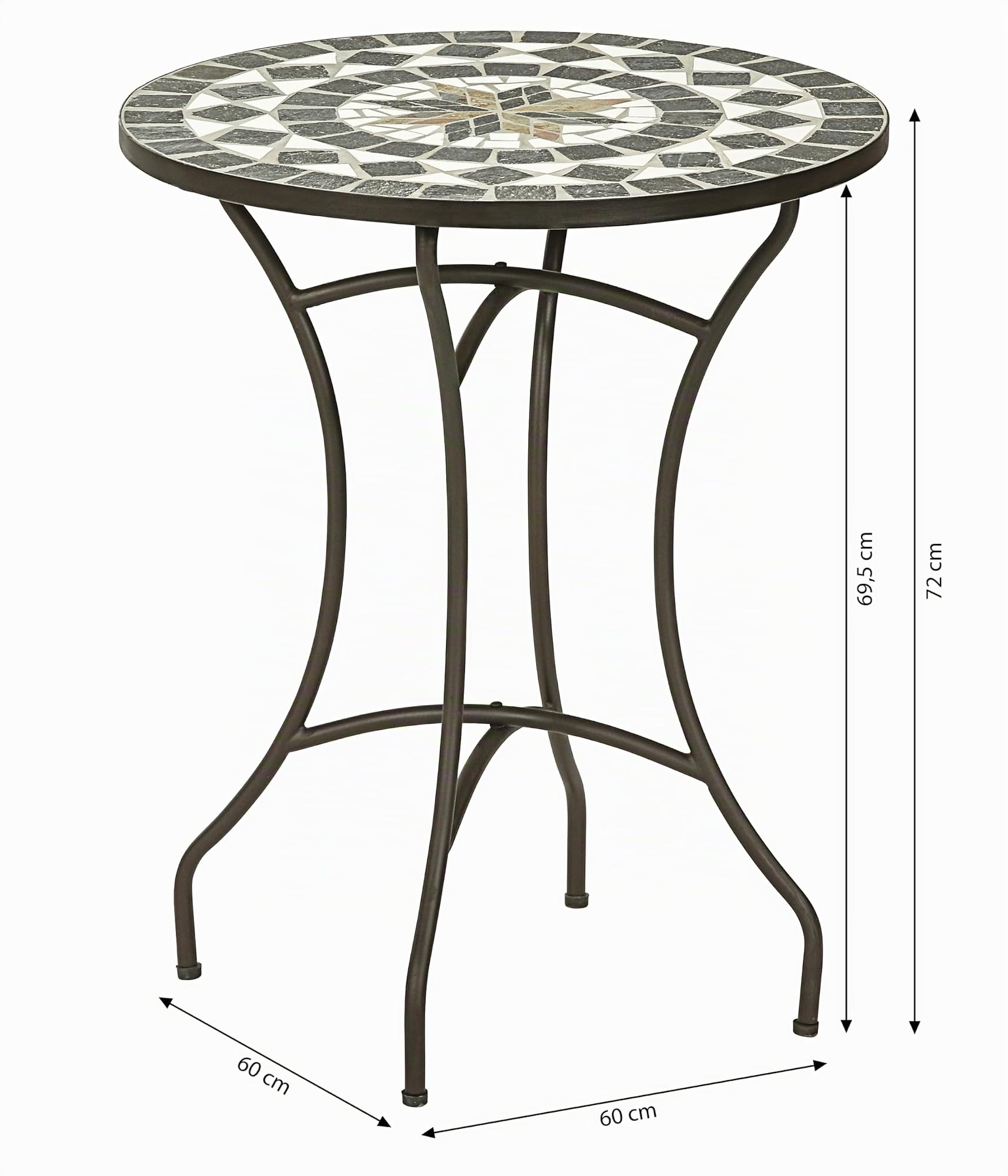 Dehner Diana Gartentisch Metall Mosaik Ø 60 cm Landhaus