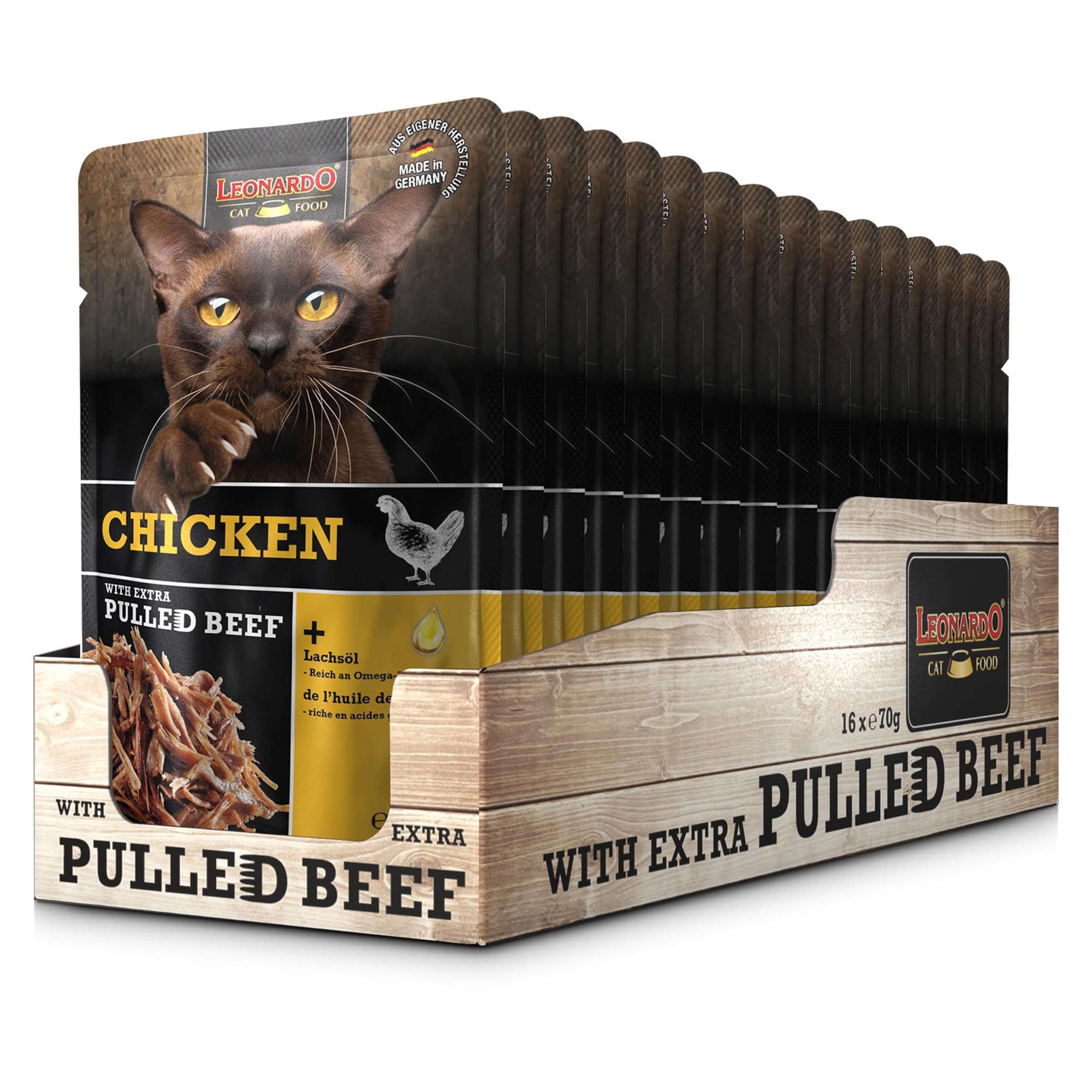 Leonardo Duck Pulled Beef Nassfutter Ente 16x70g getreidefrei