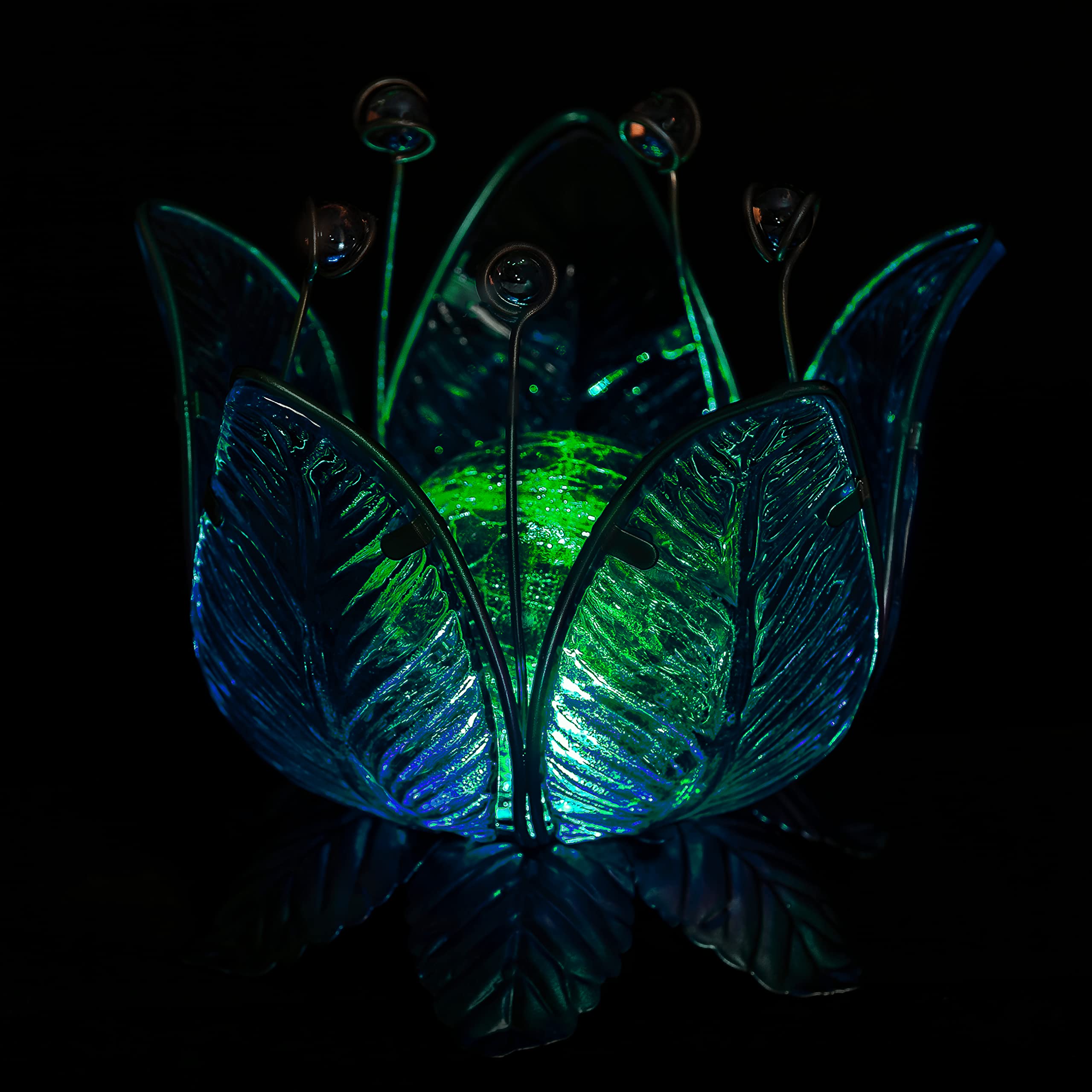 Dehner Lotus Solarleuchte Ø 18 cm blau mit Batterie