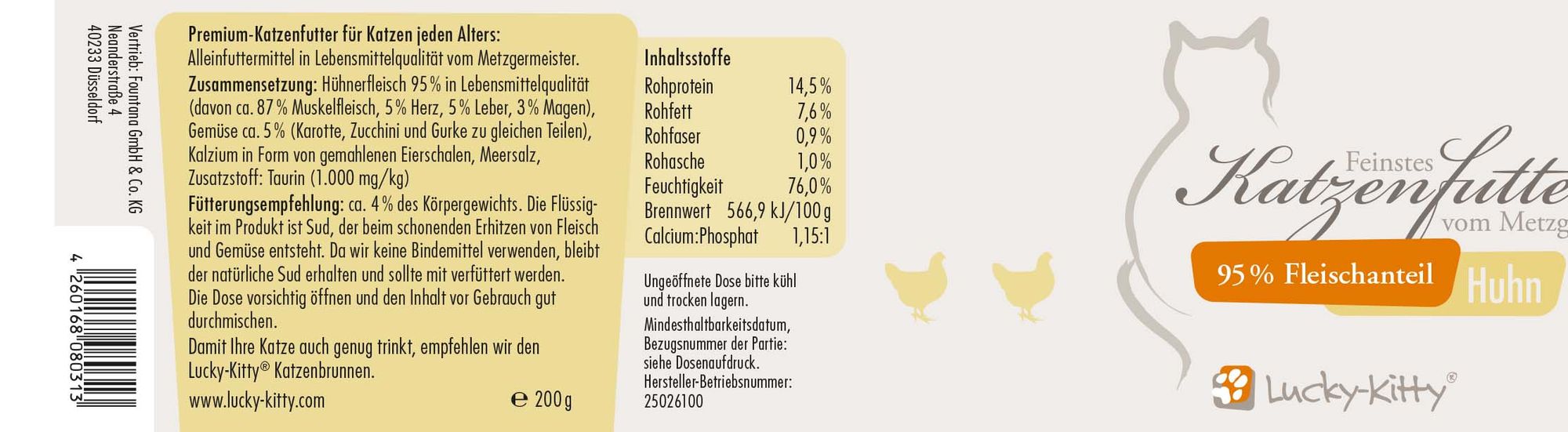 Lucky-Kitty Probeset Nassfutter 8x200g Huhn Rind Pute Fisch