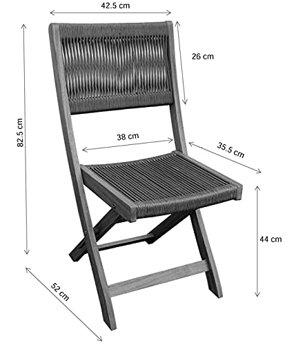 Dehner Macao Rope Klappstuhl 2er-Set Akazie natur dunkelgrau