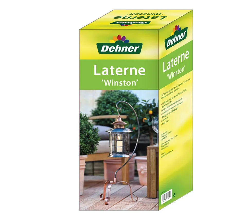 Dehner 1907427 Winston Laterne mit Ständer 76 cm Edelstahl