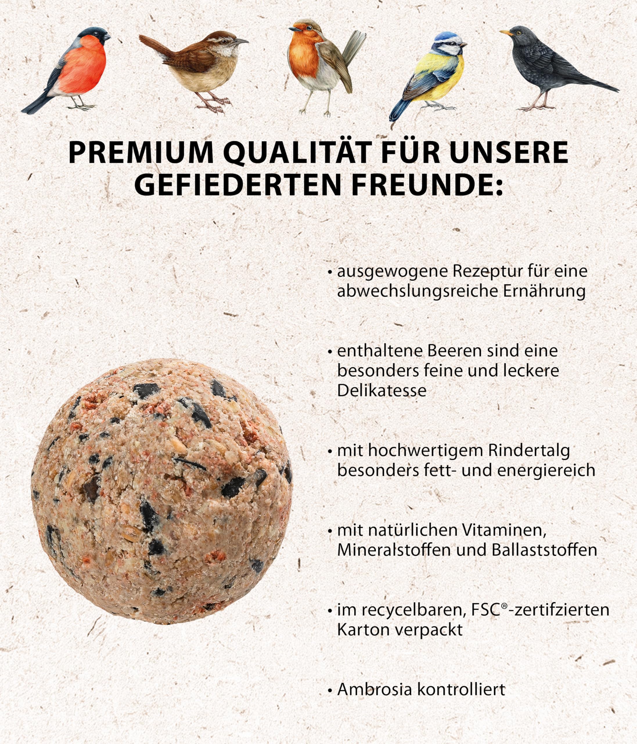 Dehner Natura Beerenknödel Meisenknödel mit Netz 30x90g Beere