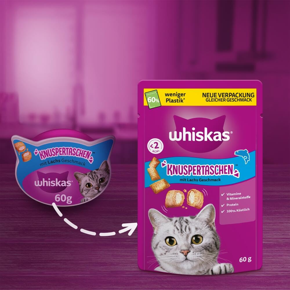 Whiskas Knuspertaschen Katzensnack Lachs 6x60 g knusprig