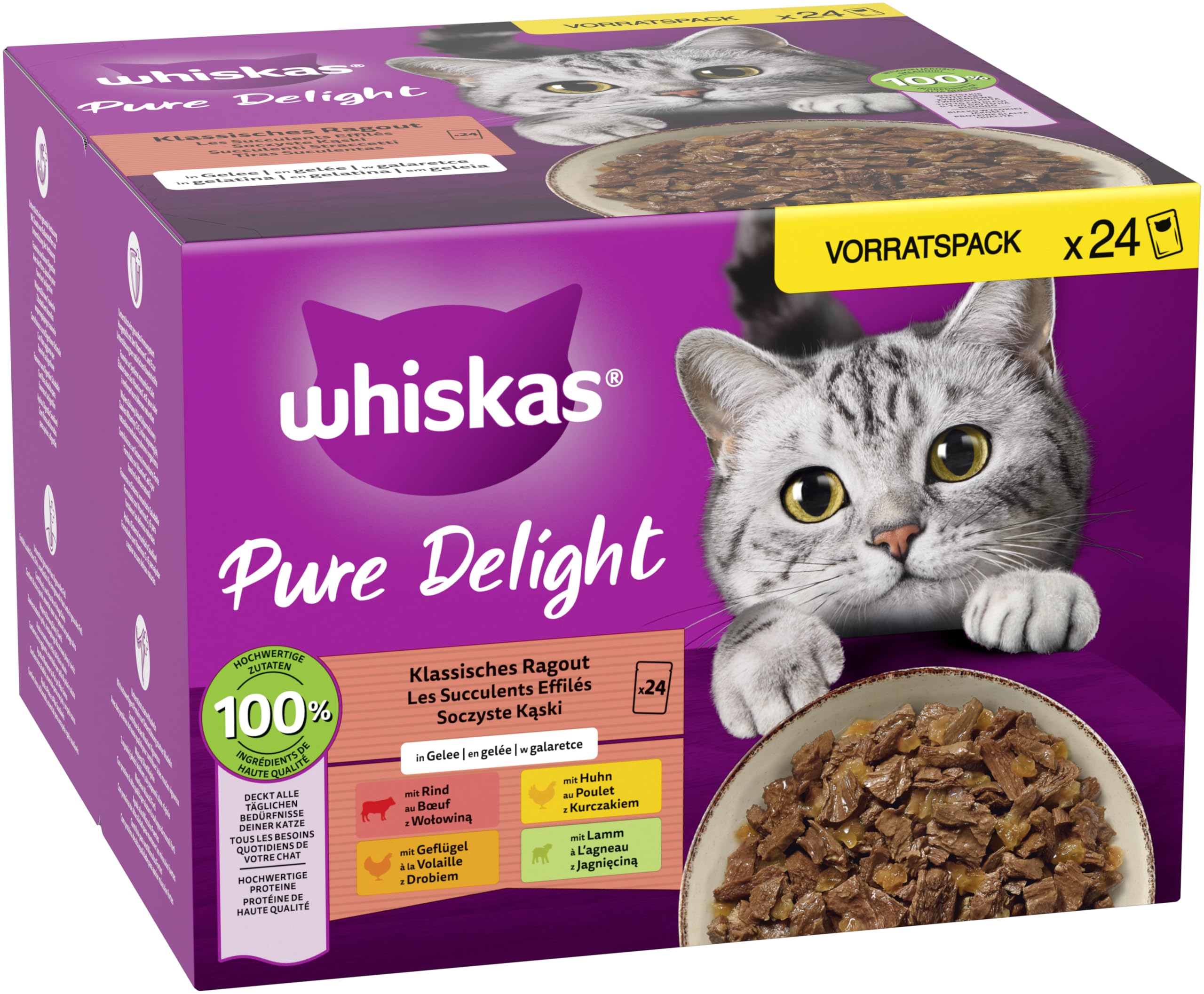 Whiskas Pure Delight Nassfutter Ragout 48x85g Gelee