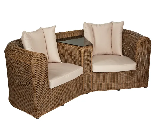 Dehner Sydney Garten Lounge 2-Sitzer 193 cm braun Tisch