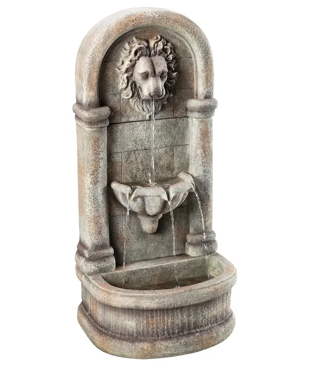 Dehner Premium Lovely Faro Gartenwandbrunnen LED grau Polyresin