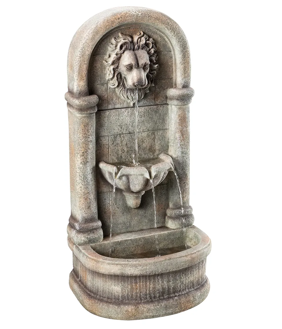 Dehner Premium Lovely Faro Gartenwandbrunnen LED grau Polyresin