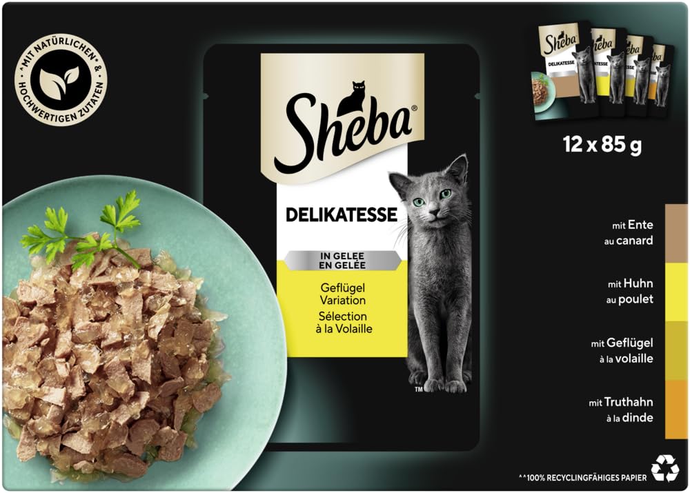 Sheba Delikatesse Gelee Nassfutter Geflügel 12x85g