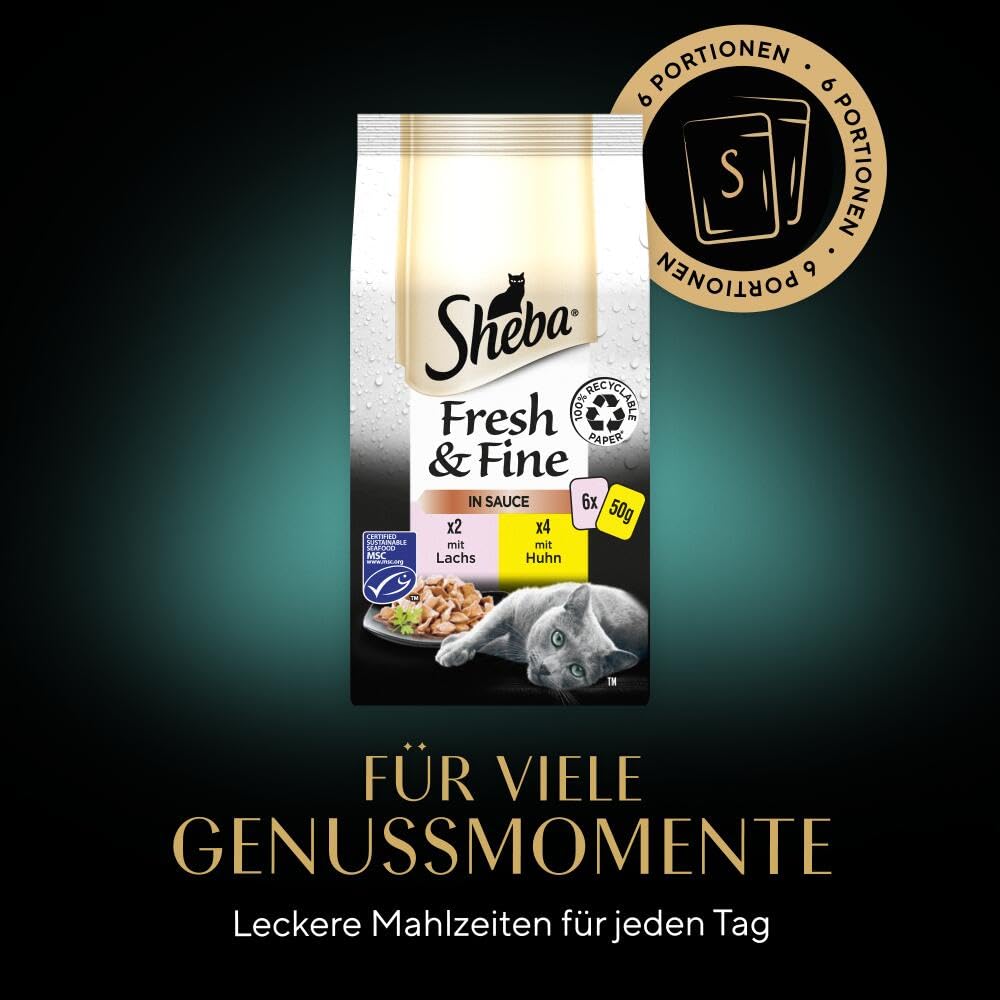 Sheba Fresh Fine Huhn Lachs Sauce Nassfutter 36x50g MSC