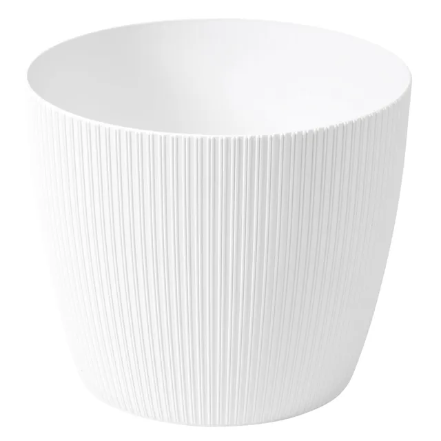 Dehner Magnolia Übertopf weiß 30cm Kunststoff gerillt