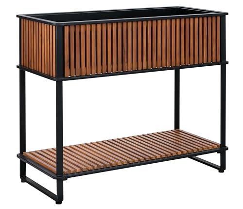 Dehner Premium Lovely Boston Balkonhochbeet Akazienholz schwarz-braun