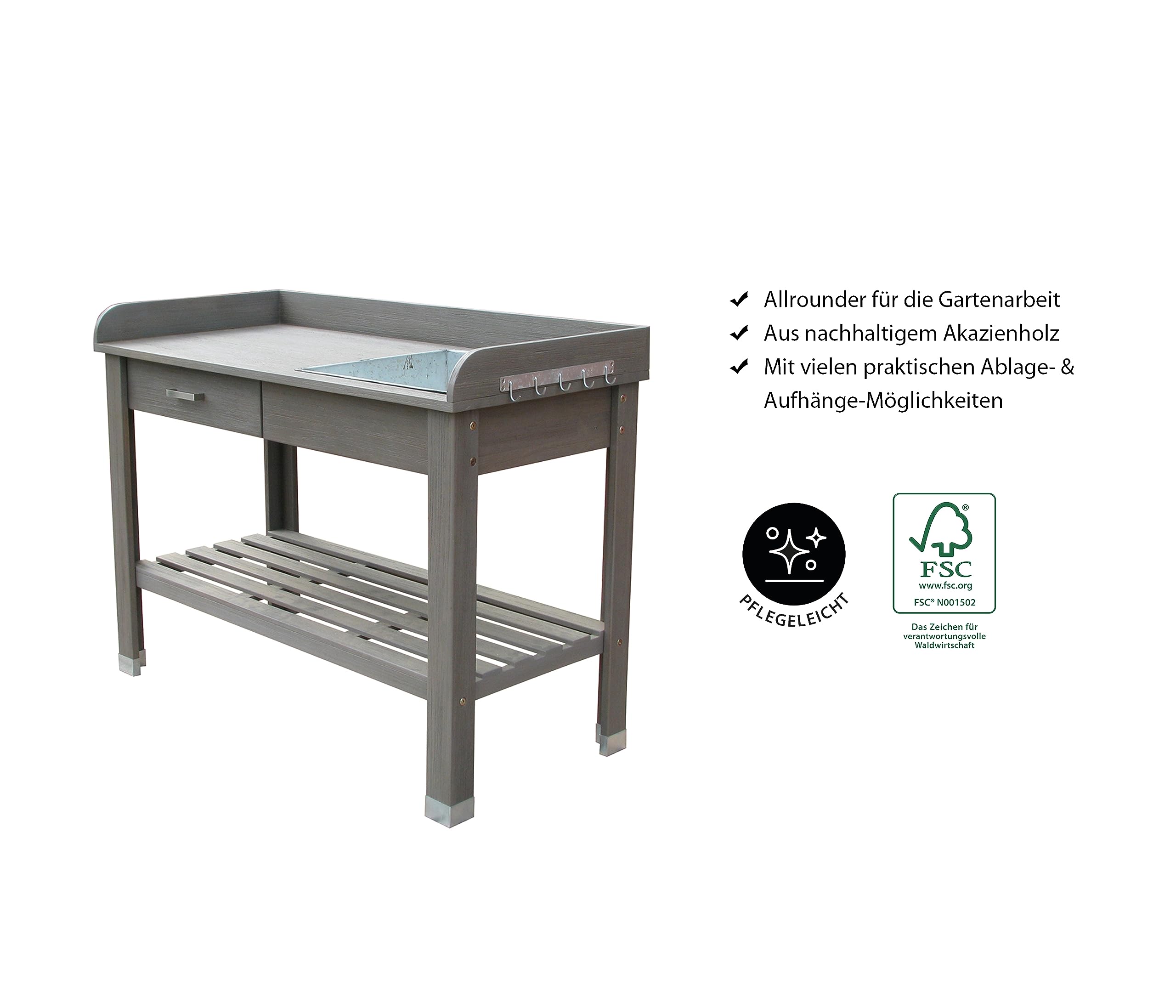 Dehner Montreal Holzpflanztisch grau 110 cm Akazie