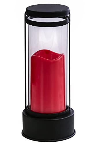 Dehner Grablaterne LED Eisen Glas rot 27 cm Timer