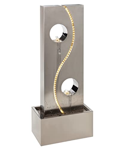Dehner Shanghai Gartenbrunnen Edelstahl LED 101 cm grau