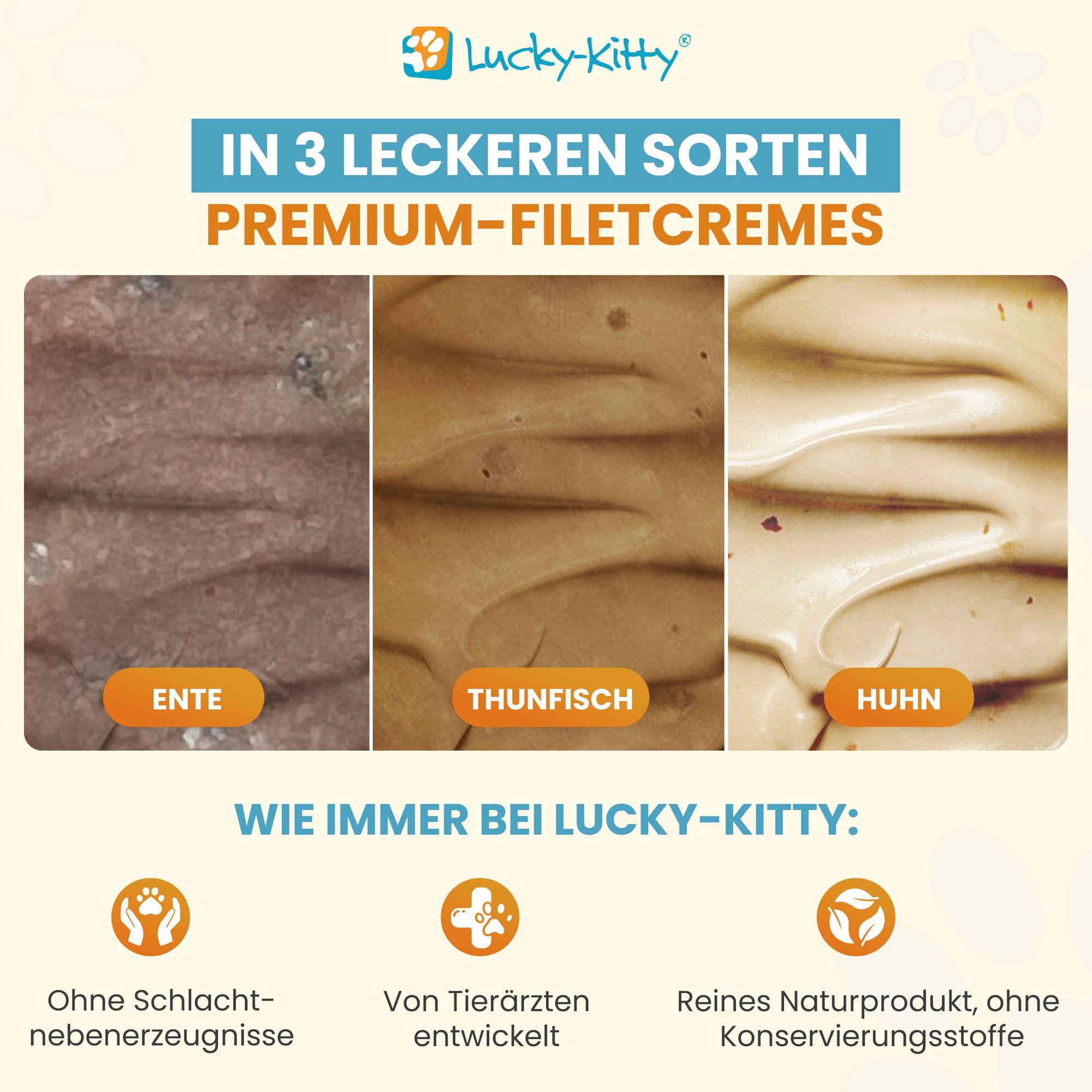 Lucky-Kitty Creamy-Meat Thunfisch Filetcreme Snack 4 Stück Quinoa