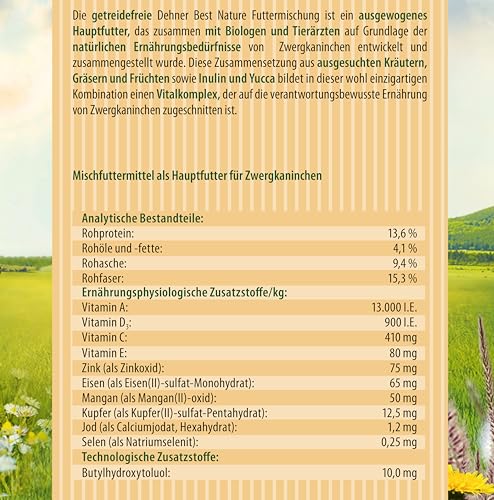 Dehner Best Nature Nagerfutter Adult Zwergkaninchen 2 kg getreidefrei