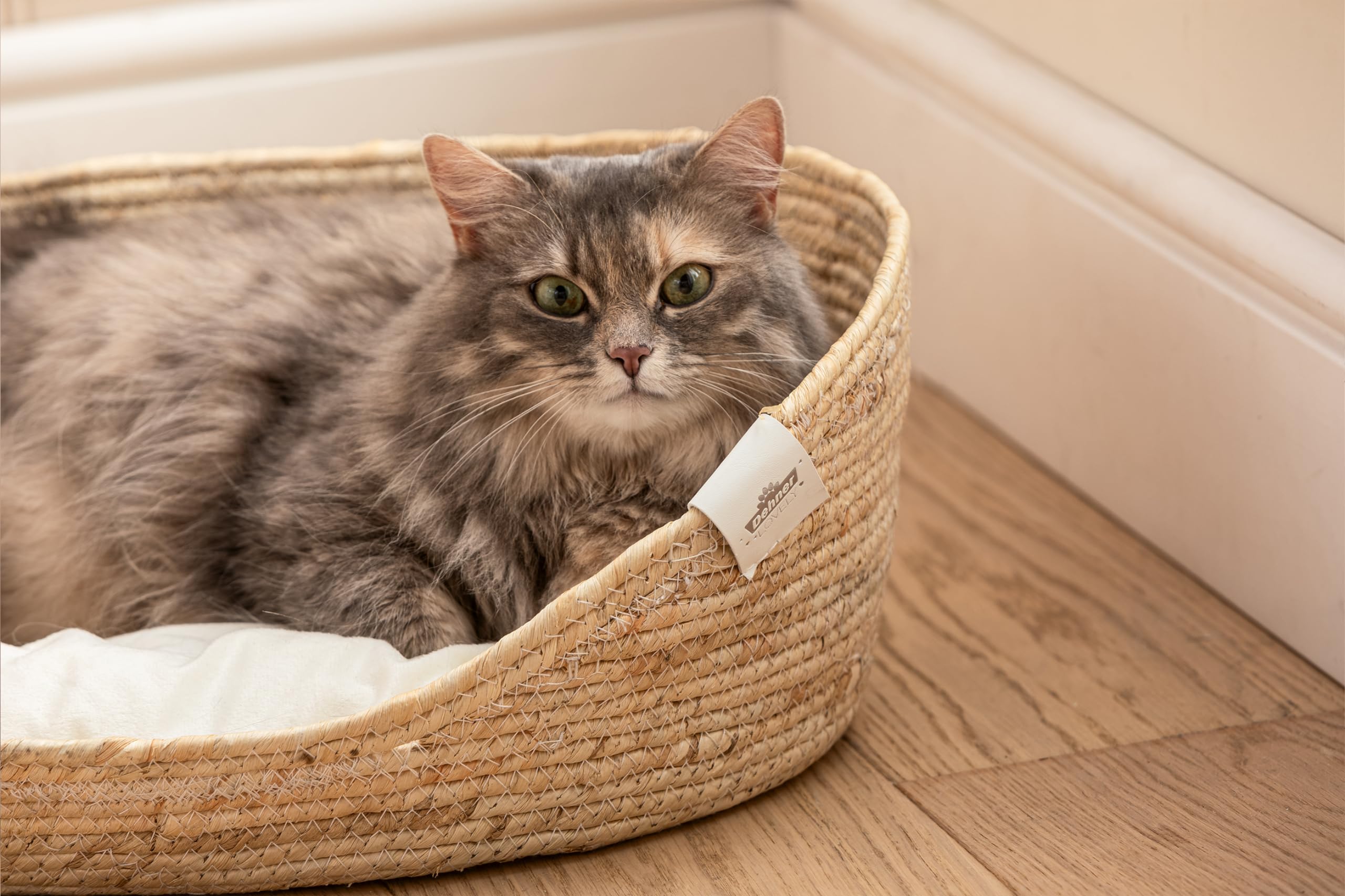 Dehner Premium Lovely Tiefer Schlaf M Katzenkorb beige geflochten