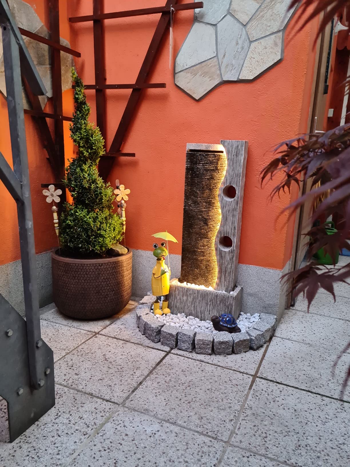 Dehner Eclipse Gartenbrunnen mit LED grau 100 cm