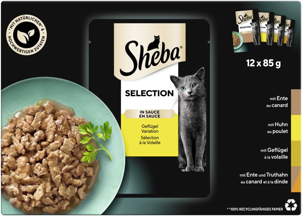 Sheba Selection in Sauce Nassfutter Geflügel 12x85g samtig