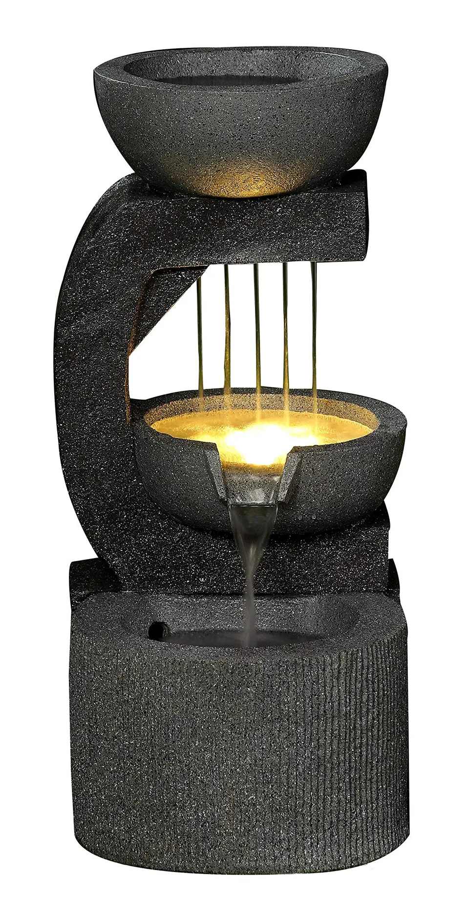 Dehner Salerno Gartenbrunnen LED Polyresin dunkelgrau 69cm