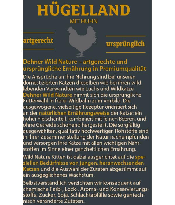 Dehner Wild Nature Kitten Hügelland Nassfutter Huhn 16x85g getreidefrei
