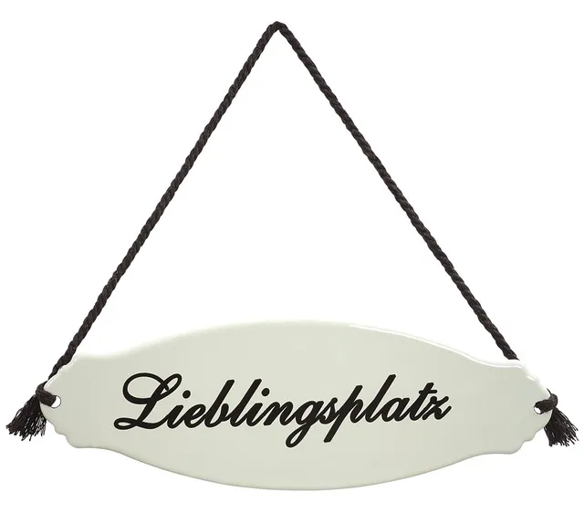 Dehner Premium Lovely Lieblingsplatz Gartenschild Stahl weiß beige