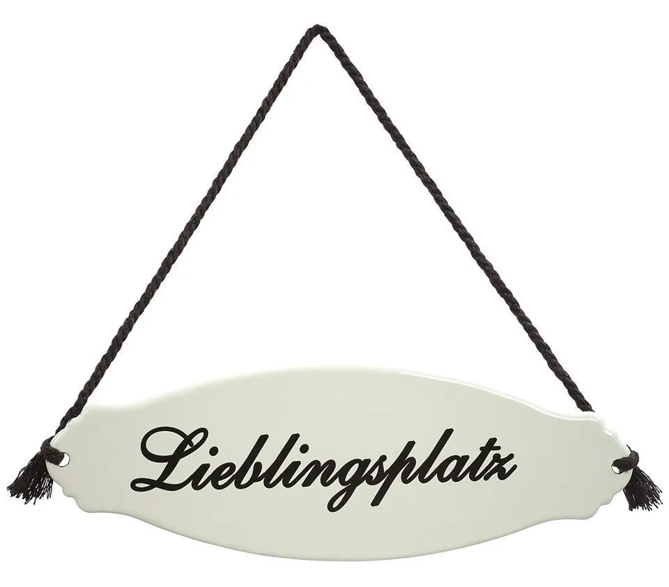 Dehner Premium Lovely Lieblingsplatz Gartenschild Stahl weiß beige