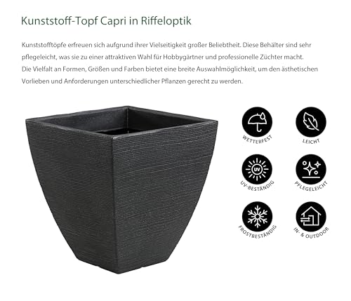 Dehner Capri Pflanztopf Riffel anthrazit 40 x 42 cm