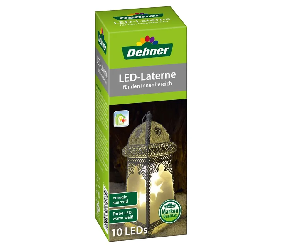 Dehner LED-Laterne Indoor warmweiß 35cm mit Kabel