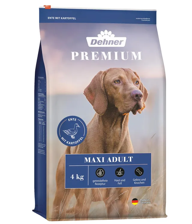Dehner Premium Maxi Adult Trockenfutter 4kg Ente Lamm