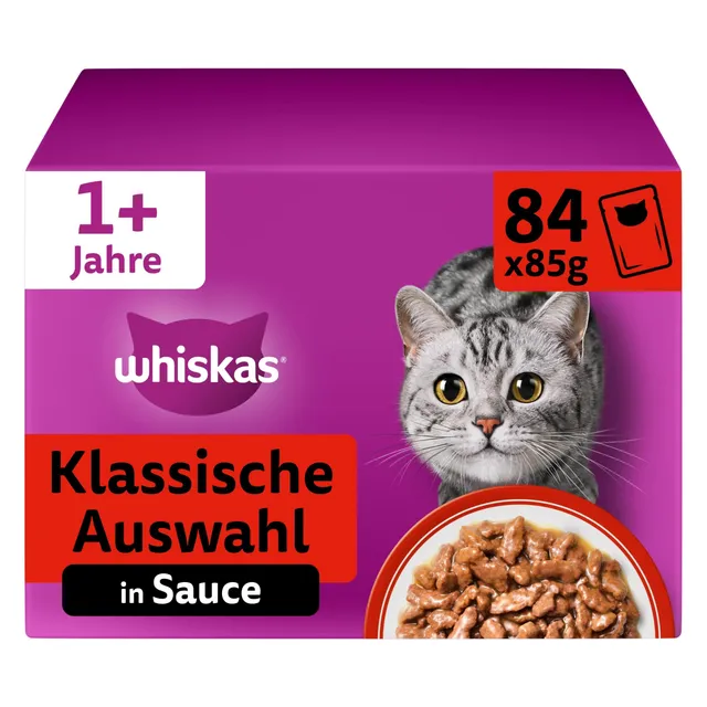 Whiskas Classic Nassfutter in Sauce Klassische Auswahl 84x85g
