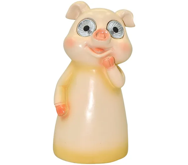 Dehner Solar Zaunfigur Schweinchen Solarleuchte rosa 21 cm