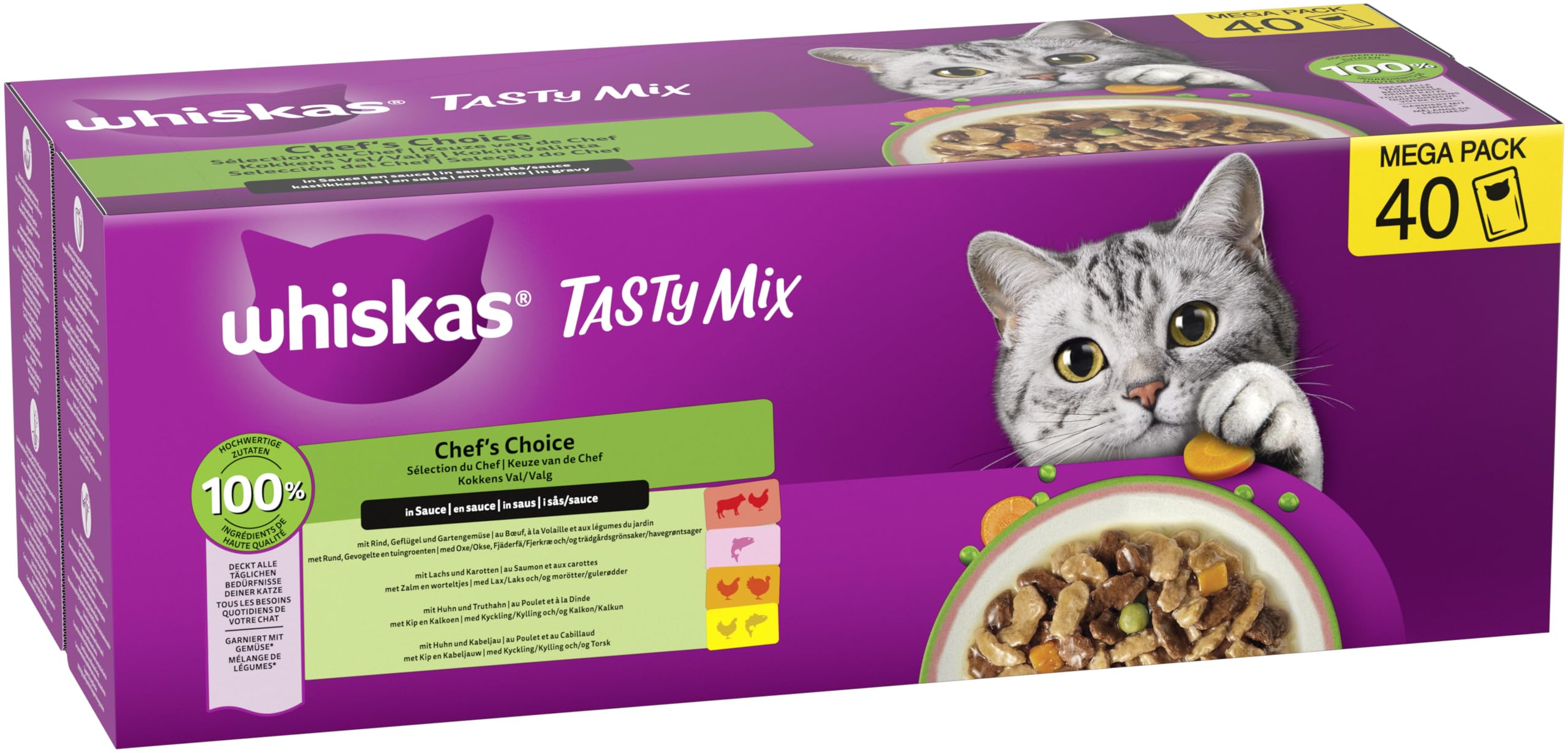 Whiskas Tasty Mix Nassfutter Chef's Choice 40x85g Sauce