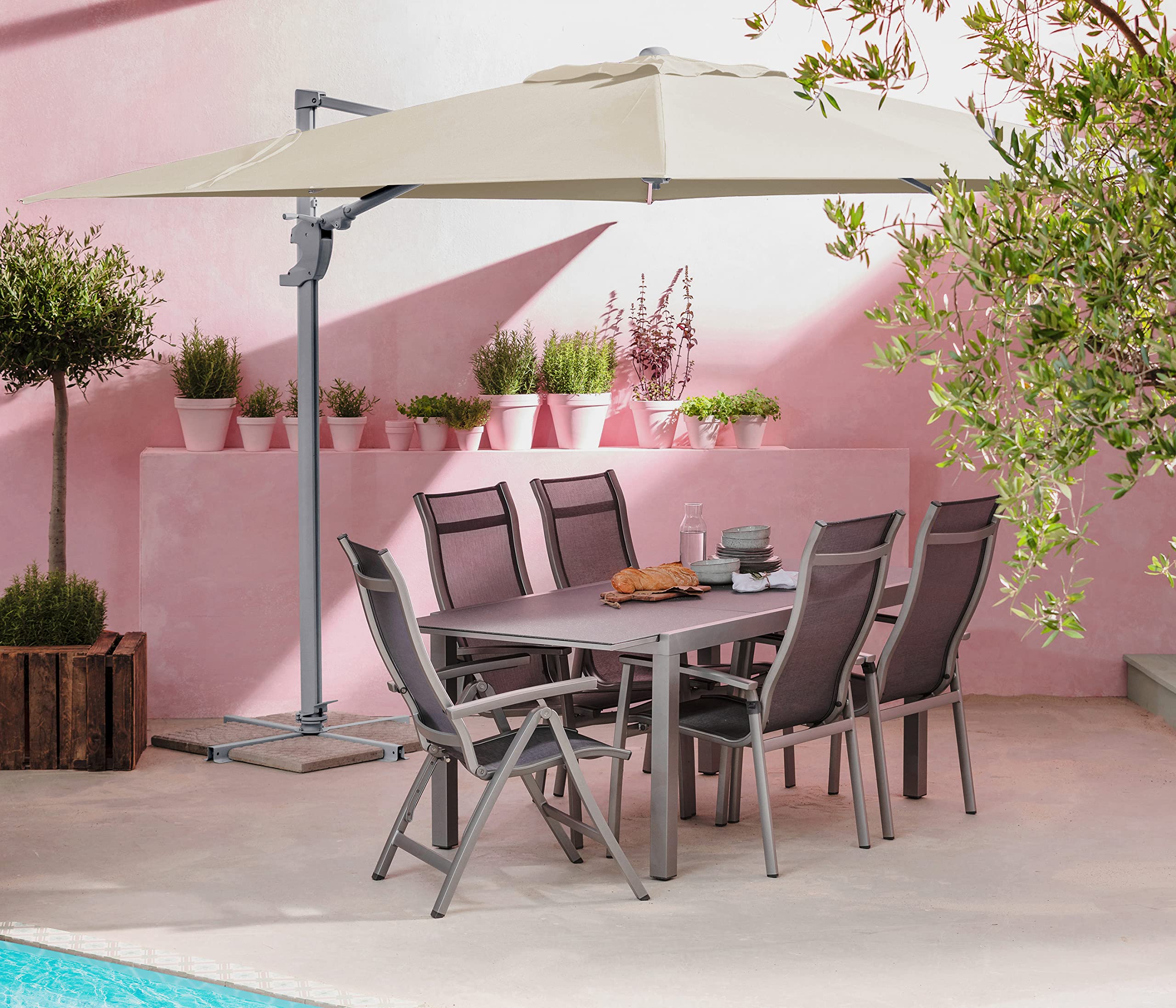 Dehner Premium Lovely Zypern Ampelschirm 300cm creme UV80+