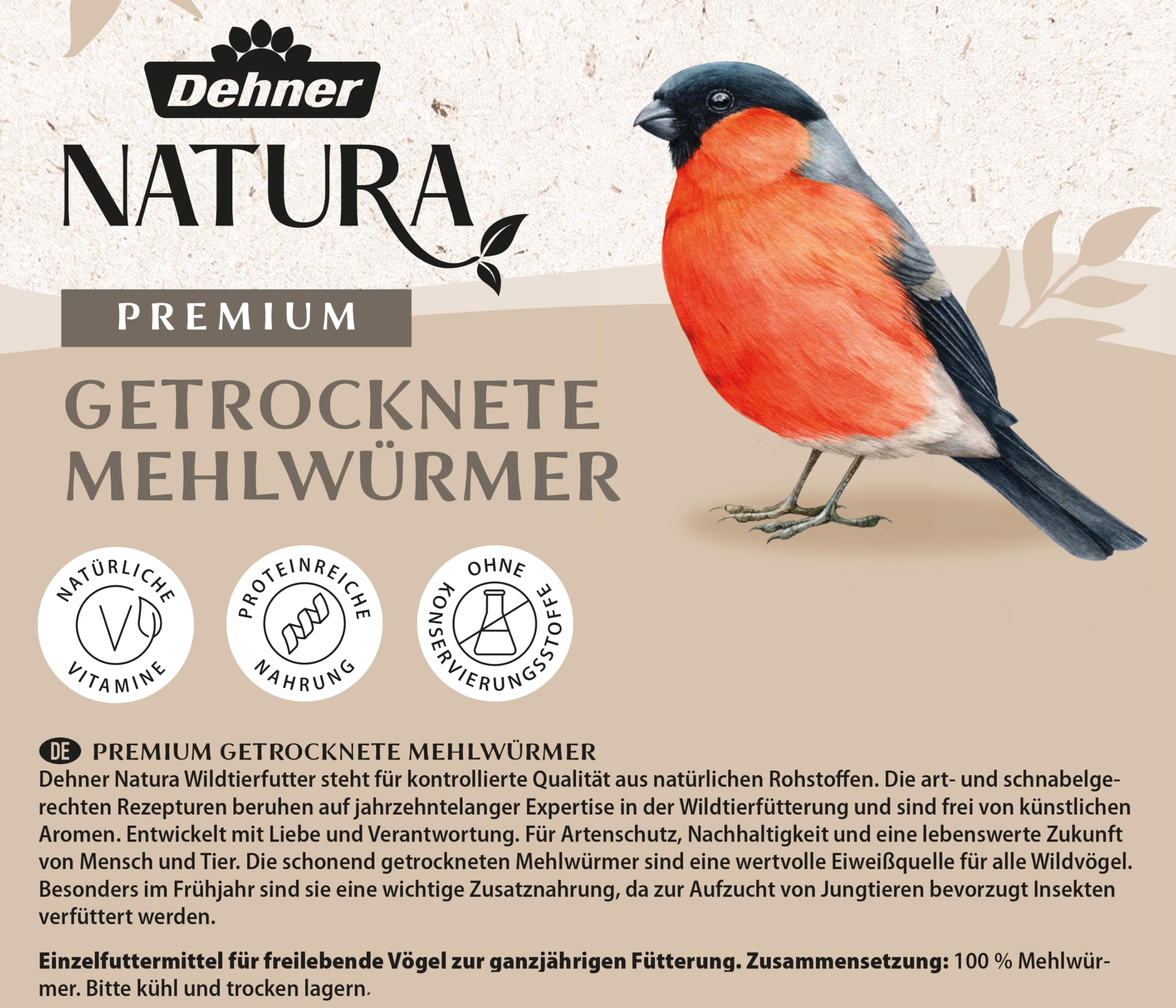 Dehner Lieblinge Mehlwürmer Wildvogelfutter 500g proteinreich