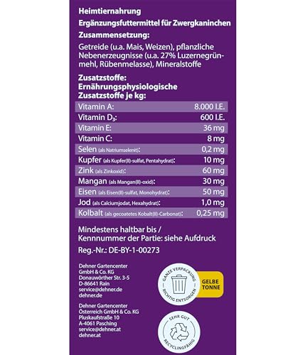 Dehner Lieblinge Zwergkaninchenfutter Pellets 10 kg zuckerfrei