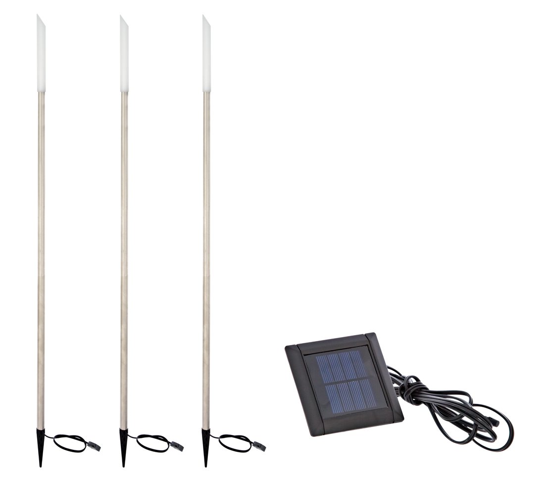 Dehner Premium Lovely Solar Stableuchten Gartenleuchten 3er Set 90cm silber