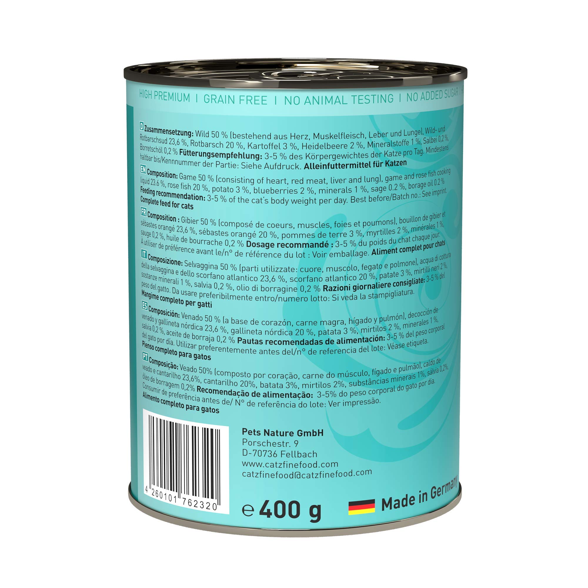 catz finefood N°21 Wild Rotbarsch Nassfutter 6x400g
