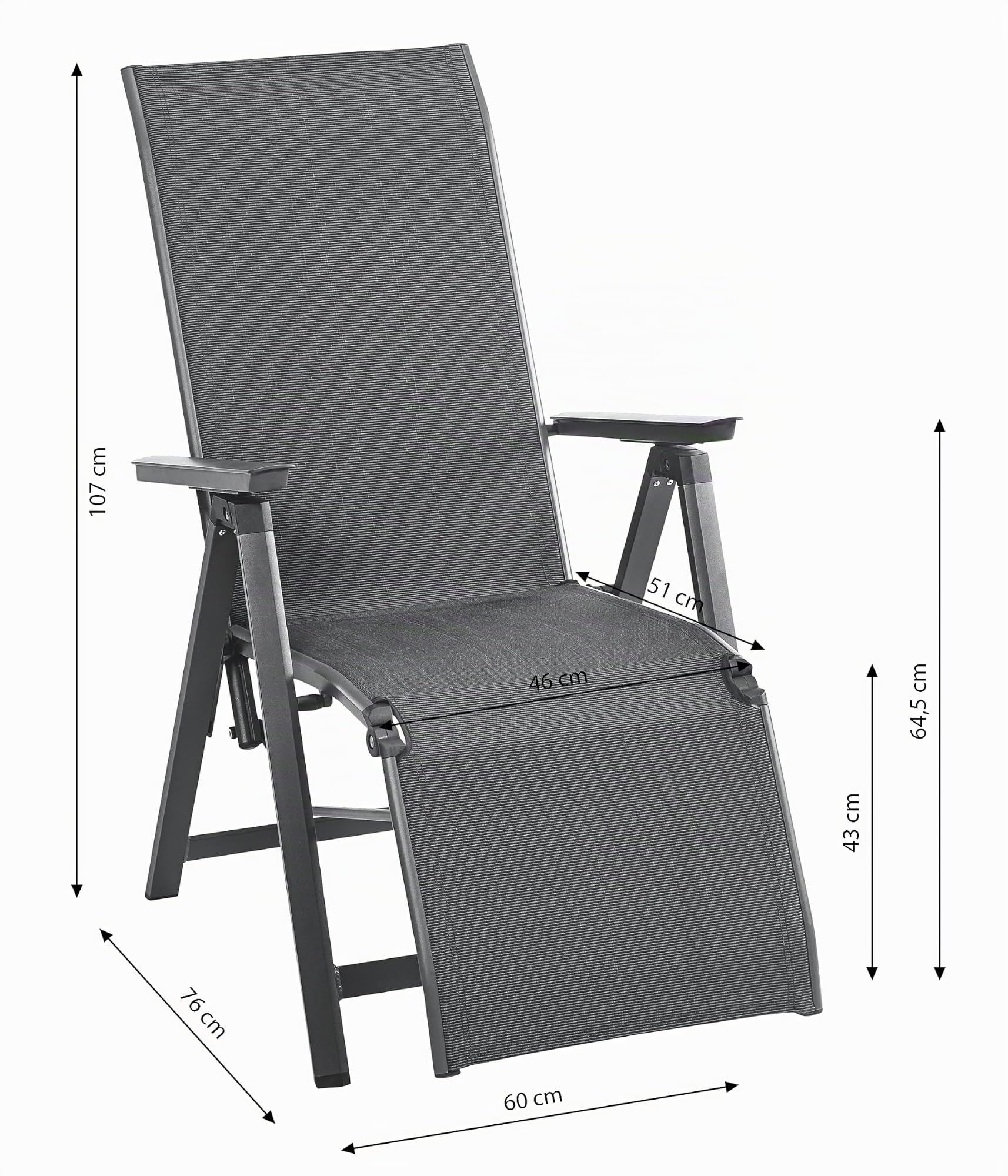 Dehner Cleveland Relaxsessel Aluminium Textil grau 107x76